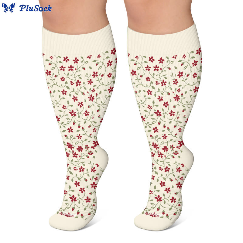 Plus Size Floral Nordic Heart Compression Socken - image 2