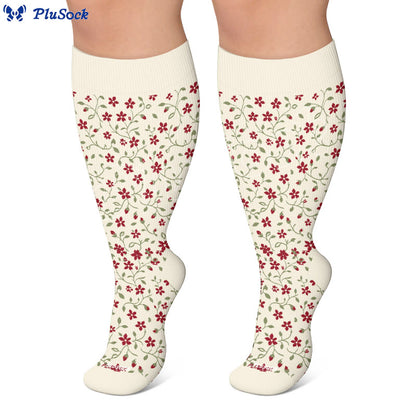 Plus Size Floral Nordic Heart Compression Socken - image 2