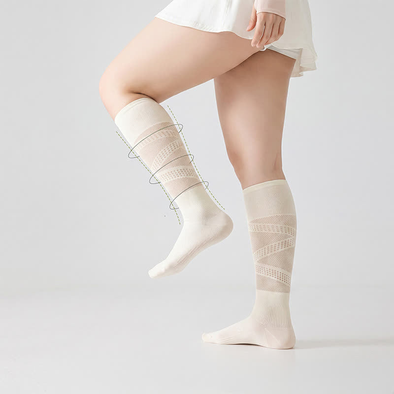 Kompressionsstrümpfe mit Netzstreifen (2 Paar) - Beige - EU36-39 (US3-6) - image 4