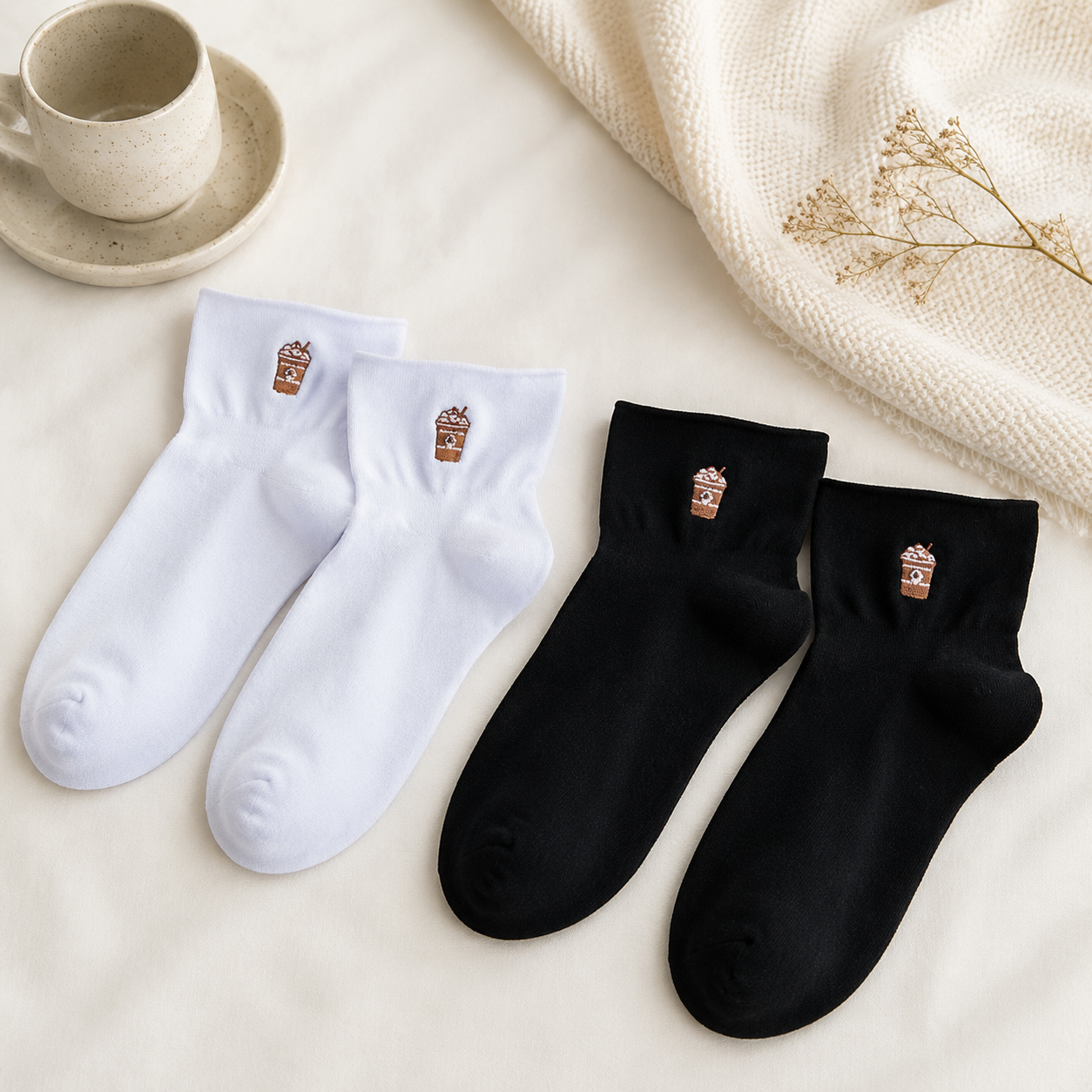 Weiche Viertelsocken (2 Paar) - Schwarzweiß - EU37-41 (US4-8) - image 7
