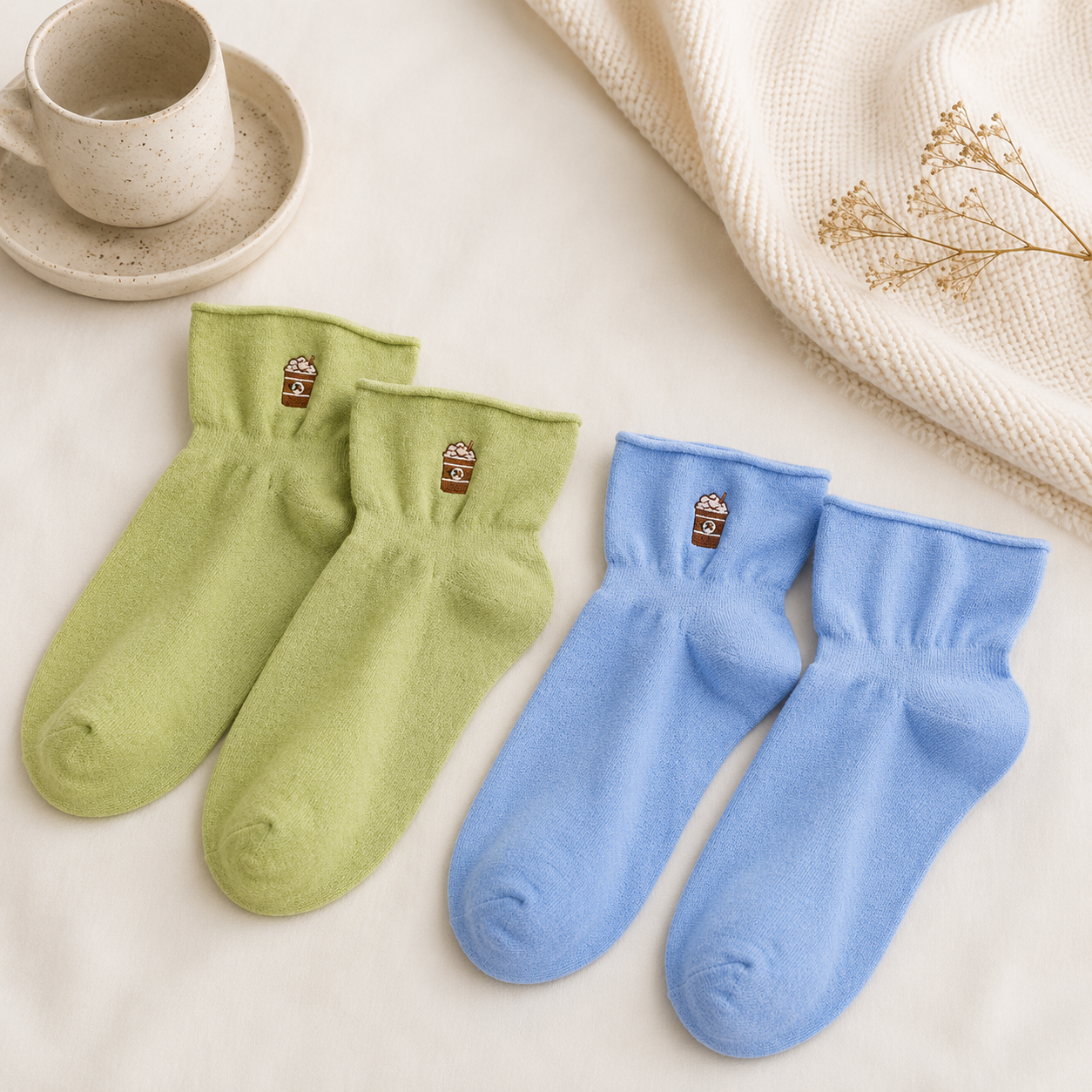 Weiche Viertelsocken (2 Paar) - Blau+Grün - EU37-41 (US4-8) - image 8