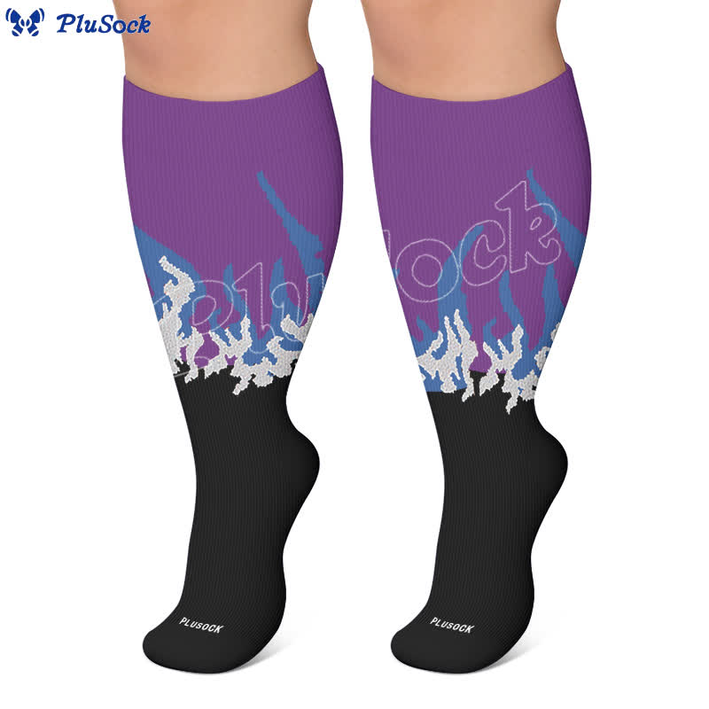 Kompressionsstrümpfe in Übergröße mit Flammenmuster - image 6