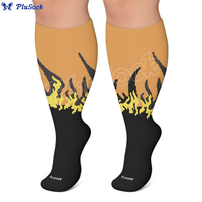 Kompressionsstrümpfe in Übergröße mit Flammenmuster - image 7