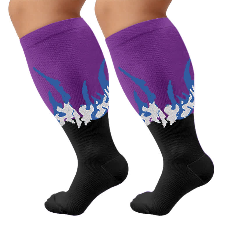 Kompressionsstrümpfe in Übergröße mit Flammenmuster - Lila (1 Paar) - 4XL - image 9