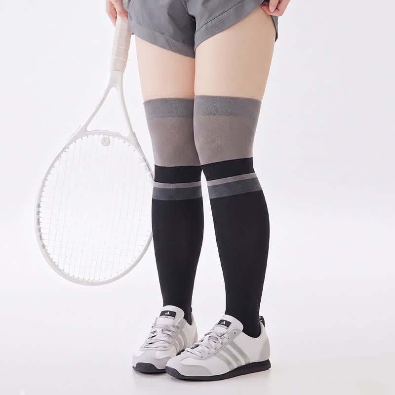 Sportliche Kompressionssocken mit Farbblockmuster (2 Paar) - Schwarz - EU36-40 (US3-7) - image 1
