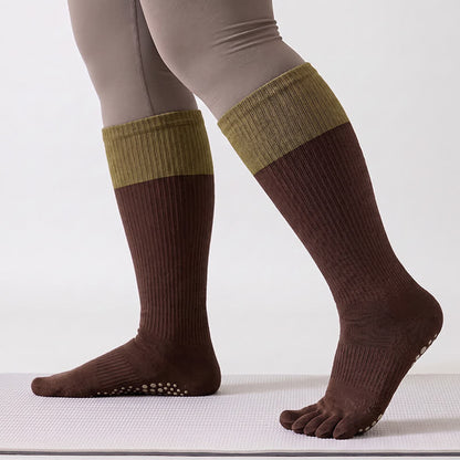 Farbblock-Overknee-Socken (2 Paar) - Braun - Einheitsgröße - image 2