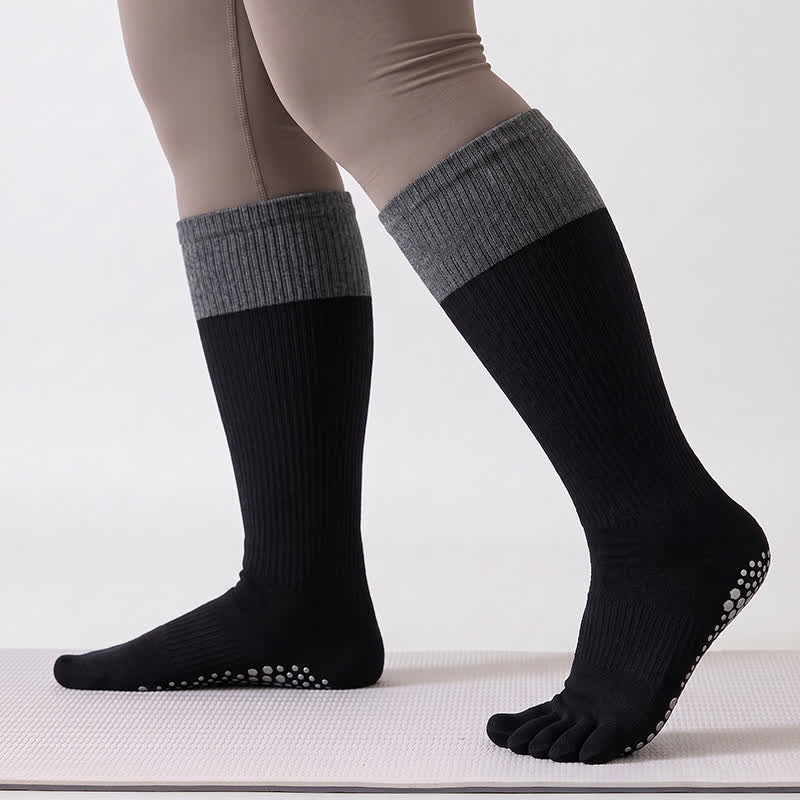 Farbblock-Overknee-Socken (2 Paar) - Schwarz - Einheitsgröße - image 5
