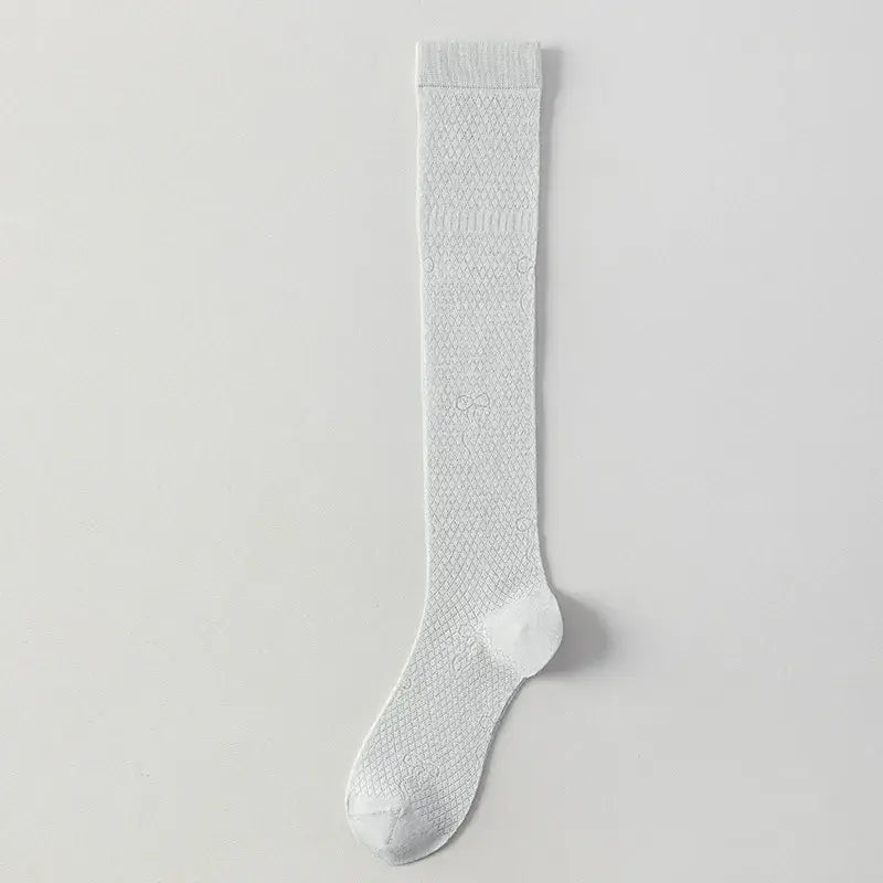 Kniehohe Socken aus transparentem Mesh mit Rippstrick (4 Paar) - Hellgrau - EU35-40 (US2-7) - image 10
