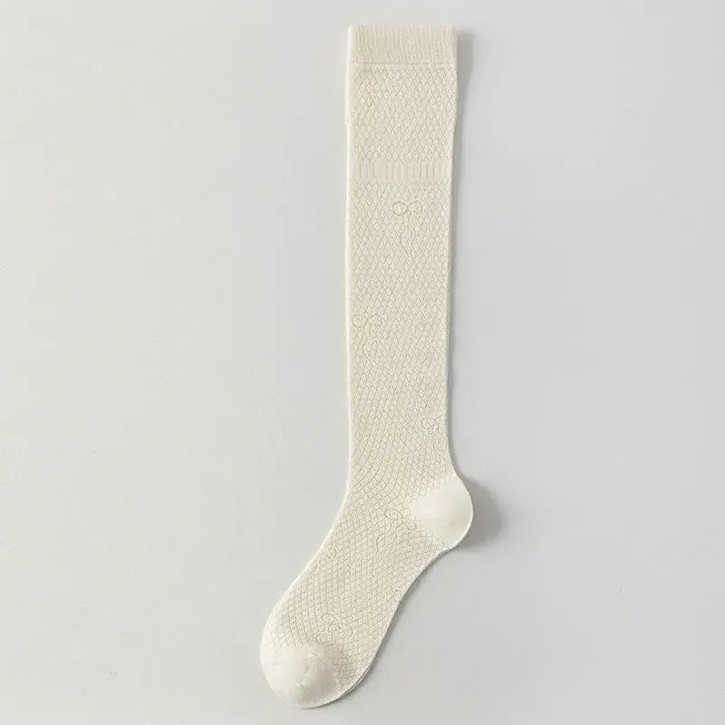 Kniehohe Socken aus transparentem Mesh mit Rippstrick (4 Paar) - Leichter Kaffee - EU35-40 (US2-7) - image 8