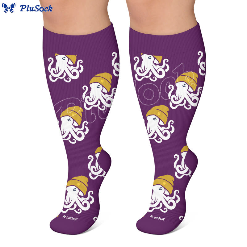 Trendige Kompressionsstrümpfe mit Oktopus-Motiv in Übergröße - image 6