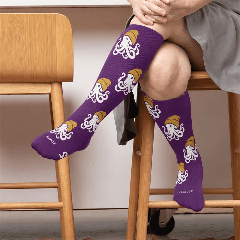 Trendige Kompressionsstrümpfe mit Oktopus-Motiv in Übergröße - image 2