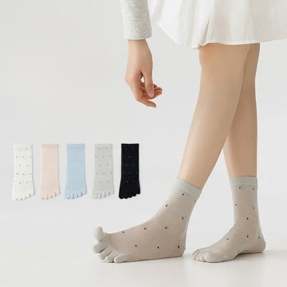 Transparente, gepunktete Zehenviertel-Socken (3 Paar) - Mehrfarbig (5 Paare) - EU35-39 (US2-6) - image 1