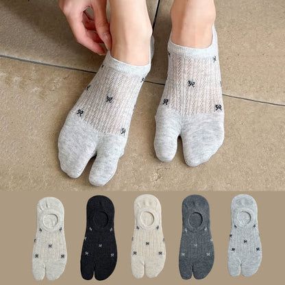 Weiche, gerippte, unsichtbare Zehensocken (5 Paar) - Mehrfarbig - EU35-39 (US2-6) - image 0