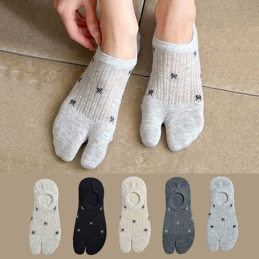 Weiche, gerippte, unsichtbare Zehensocken (5 Paar) - Mehrfarbig - EU35-39 (US2-6) - image 0