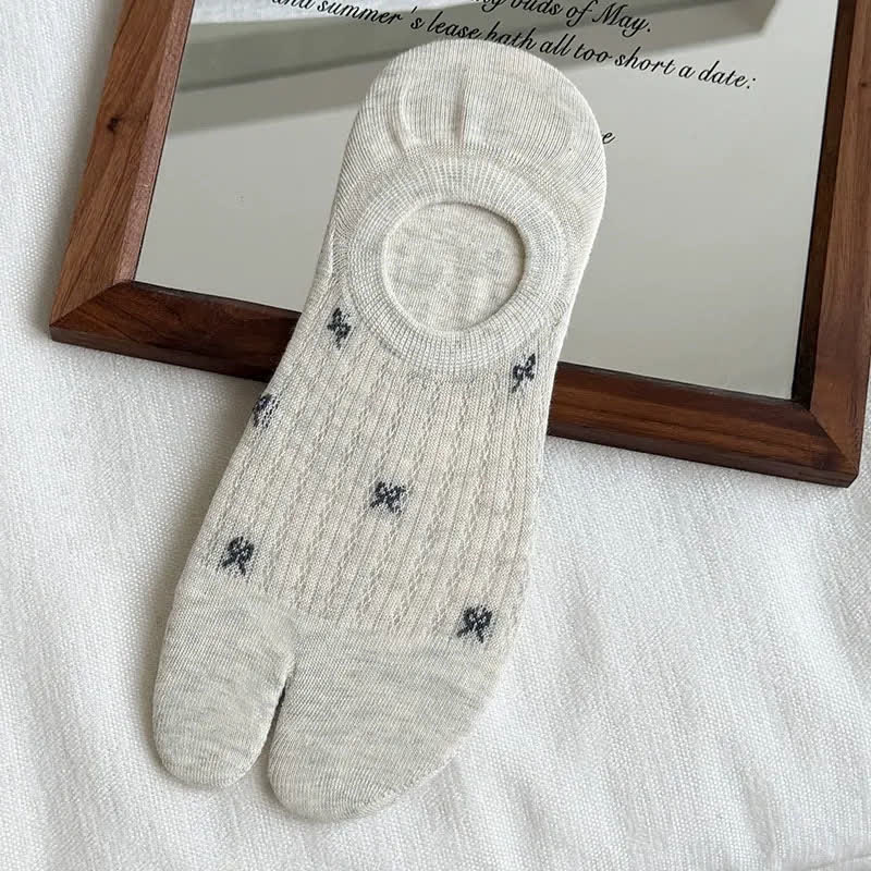 Weiche, gerippte, unsichtbare Zehensocken (5 Paar) - Cremeweißgrau - EU35-39 (US2-6) - image 6