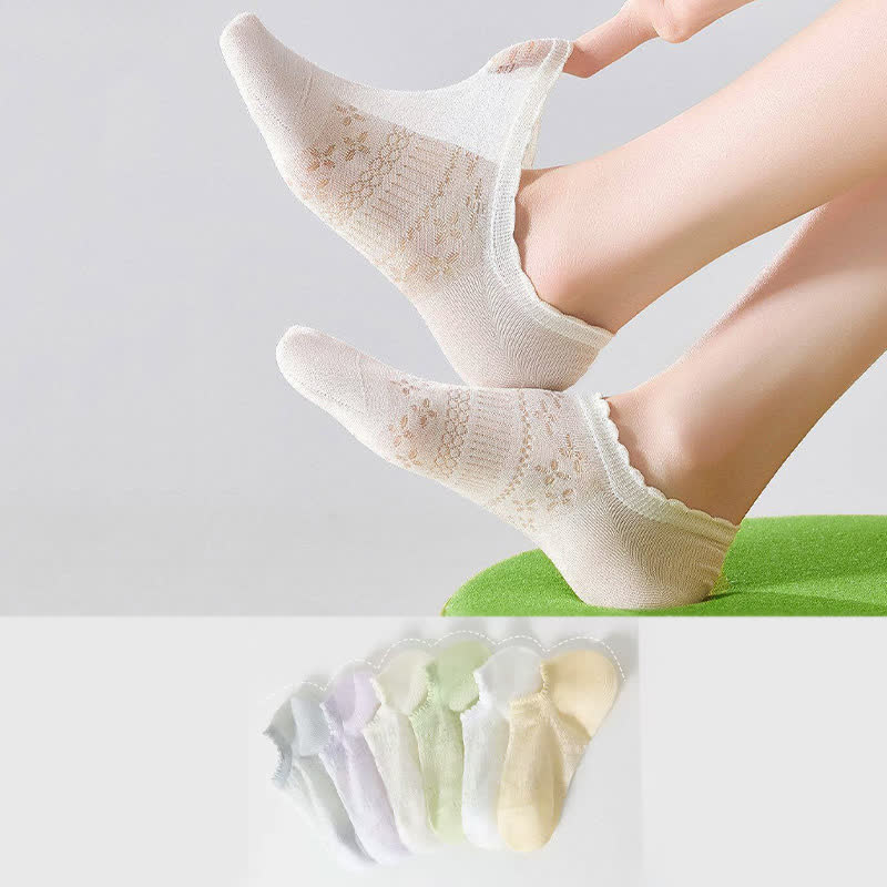 Transparente, geblümte, unsichtbare Socken (6 Paar) - image 0