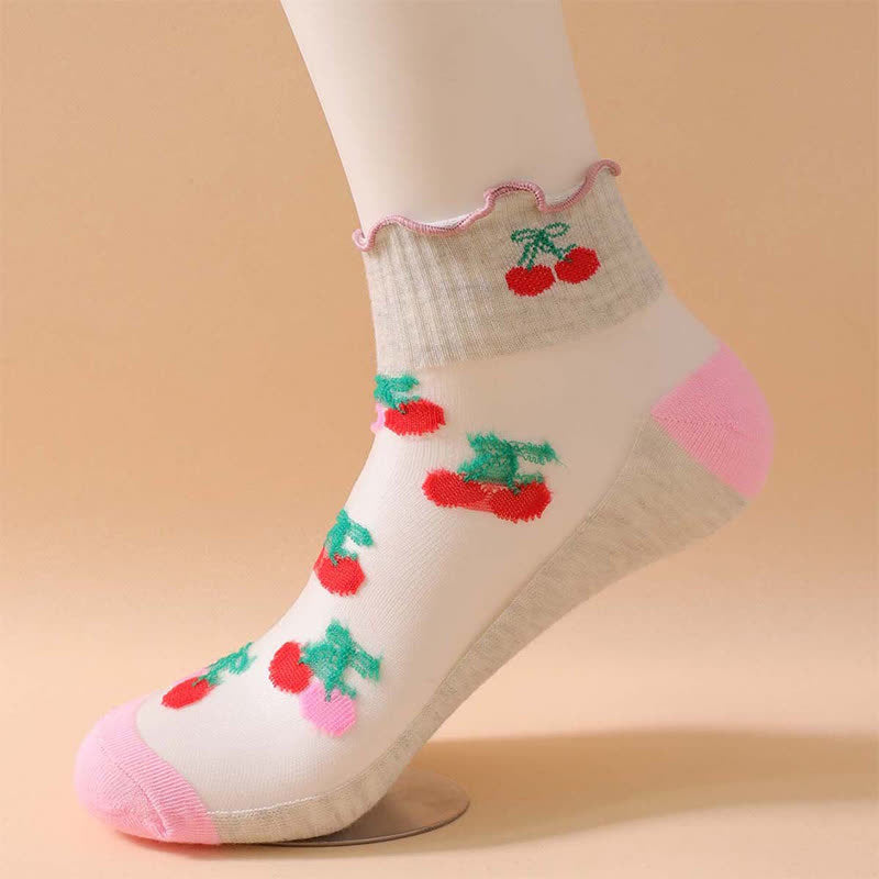 Kirschrote Rüschensocken aus Netzgewebe (6 Paar) - image 7