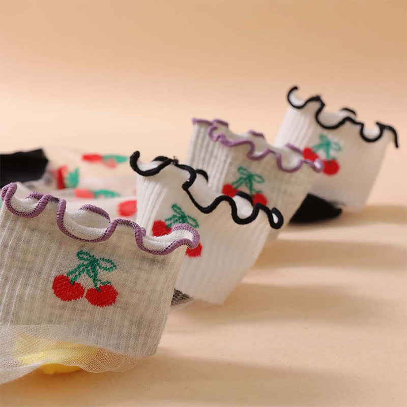 Kirschrote Rüschensocken aus Netzgewebe (6 Paar) - image 5