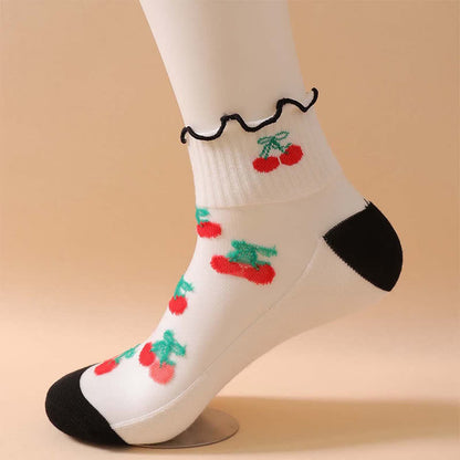 Kirschrote Rüschensocken aus Netzgewebe (6 Paar) - image 10