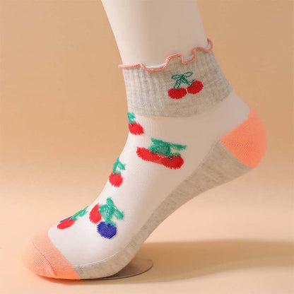 Kirschrote Rüschensocken aus Netzgewebe (6 Paar) - image 11