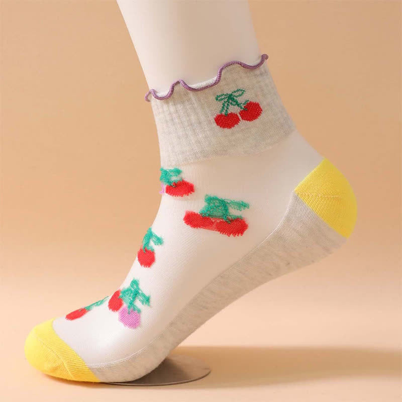 Kirschrote Rüschensocken aus Netzgewebe (6 Paar) - image 8