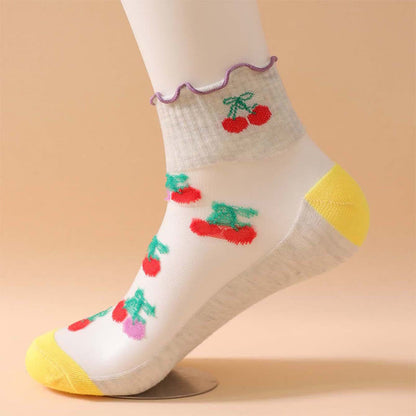 Kirschrote Rüschensocken aus Netzgewebe (6 Paar) - image 8
