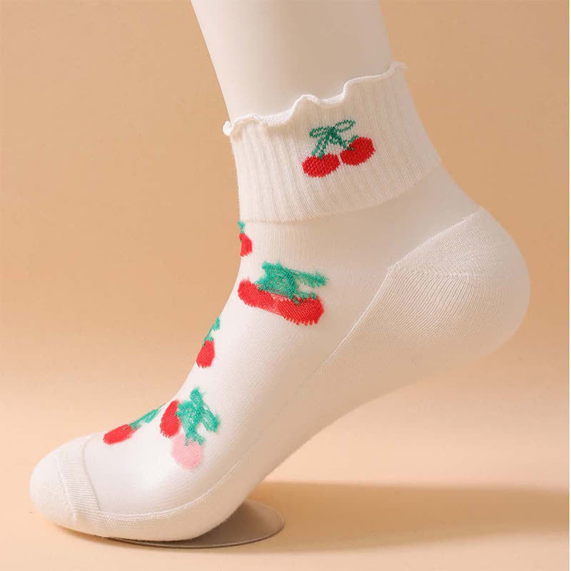 Kirschrote Rüschensocken aus Netzgewebe (6 Paar) - image 9