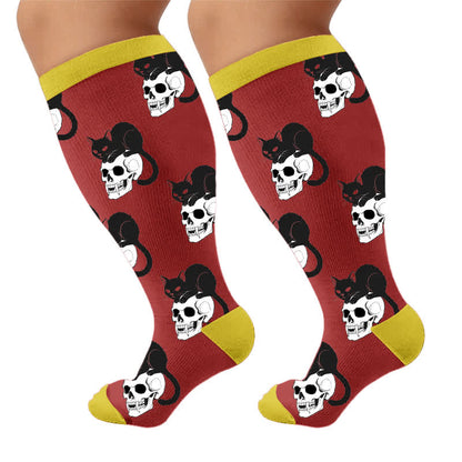 Kompressionsstrümpfe mit Katzenmotiv in Übergröße - Rot (1 Paar) - 4XL - image 10