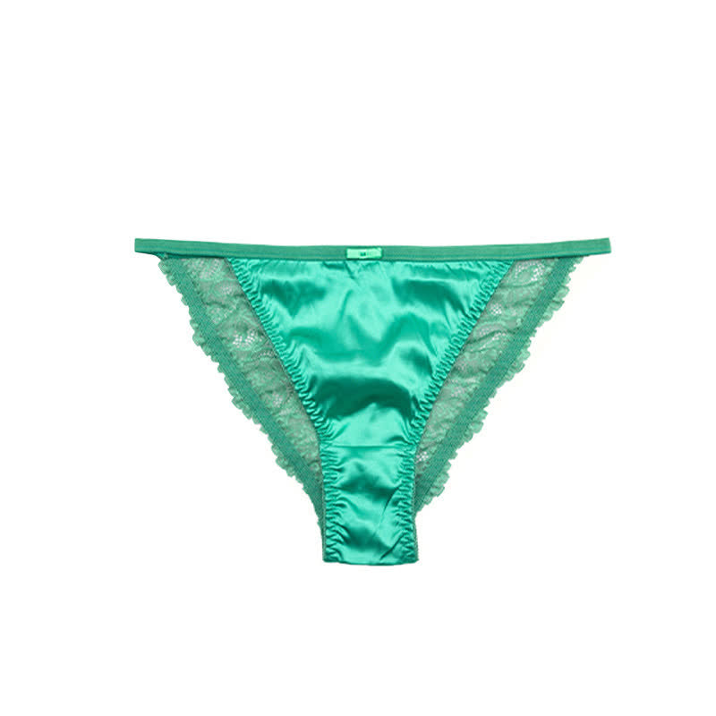 String-Höschen mit seidigem Satin-Spitzenbesatz (3er-Pack) - Grün - XL - image 10