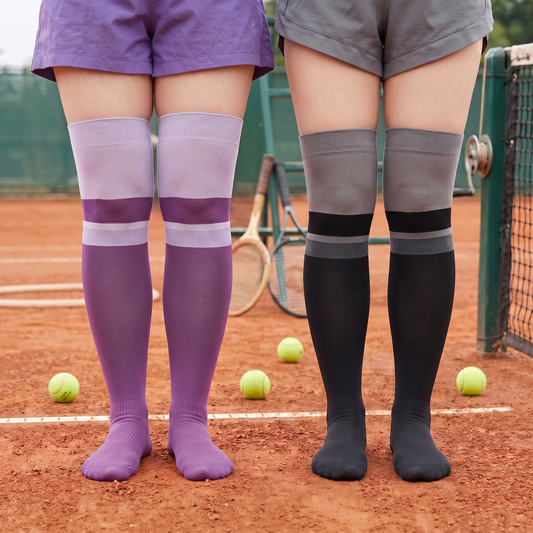 Sportliche Kompressionssocken mit Farbblockmuster (2 Paar) - Lila + Schwarz - EU36-40 (US3-7) - image 0