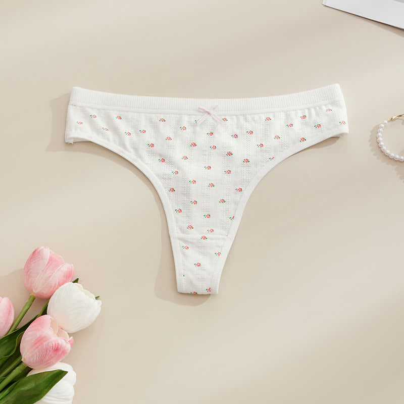 Weiche, gerippte String-Tangas mit Schleife (5er-Pack) - Weiß-A - XL - image 7