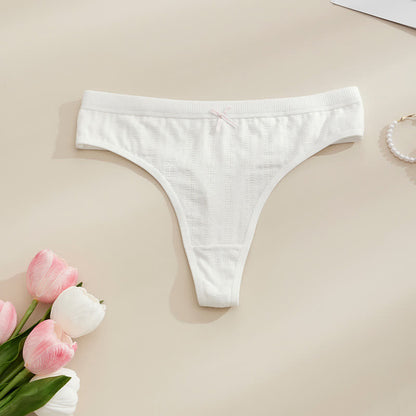 Weiche, gerippte String-Tangas mit Schleife (5er-Pack) - Weiß - XL - image 5