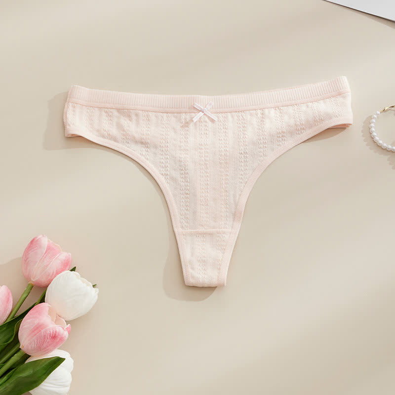 Weiche, gerippte String-Tangas mit Schleife (5er-Pack) - Hellrosa - XL - image 8