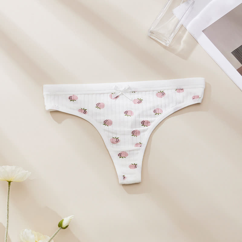 Süße, geblümte, tief sitzende String-Slips (5er-Pack) - Weiß - XL - image 7