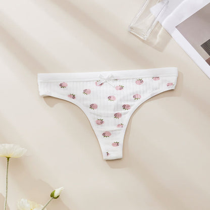 Süße, geblümte, tief sitzende String-Slips (5er-Pack) - Weiß - XL - image 7