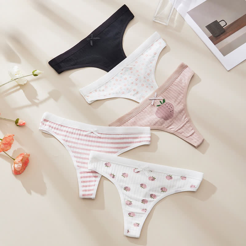 Süße, geblümte, tief sitzende String-Slips (5er-Pack) - Mehrfarbig - XL - image 10