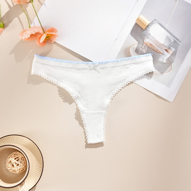 Hüftig geschnittene String-Tangas mit Spitzenbesatz (5er-Pack) - Weiß - XL - image 8
