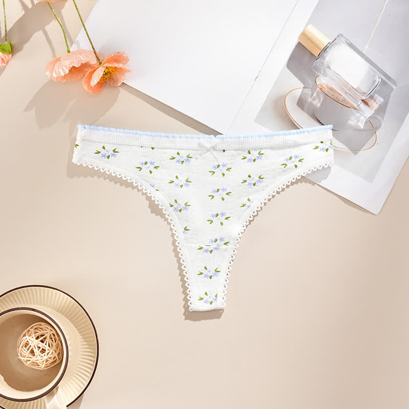 Hüftig geschnittene String-Tangas mit Spitzenbesatz (5er-Pack) - Weiß-A - XL - image 9