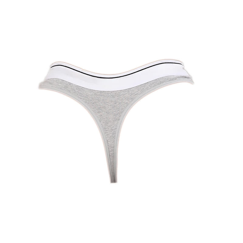 Hüftig geschnittener Stringtanga mit Kontrastbesatz (5er-Pack) - Grau - XL - image 9