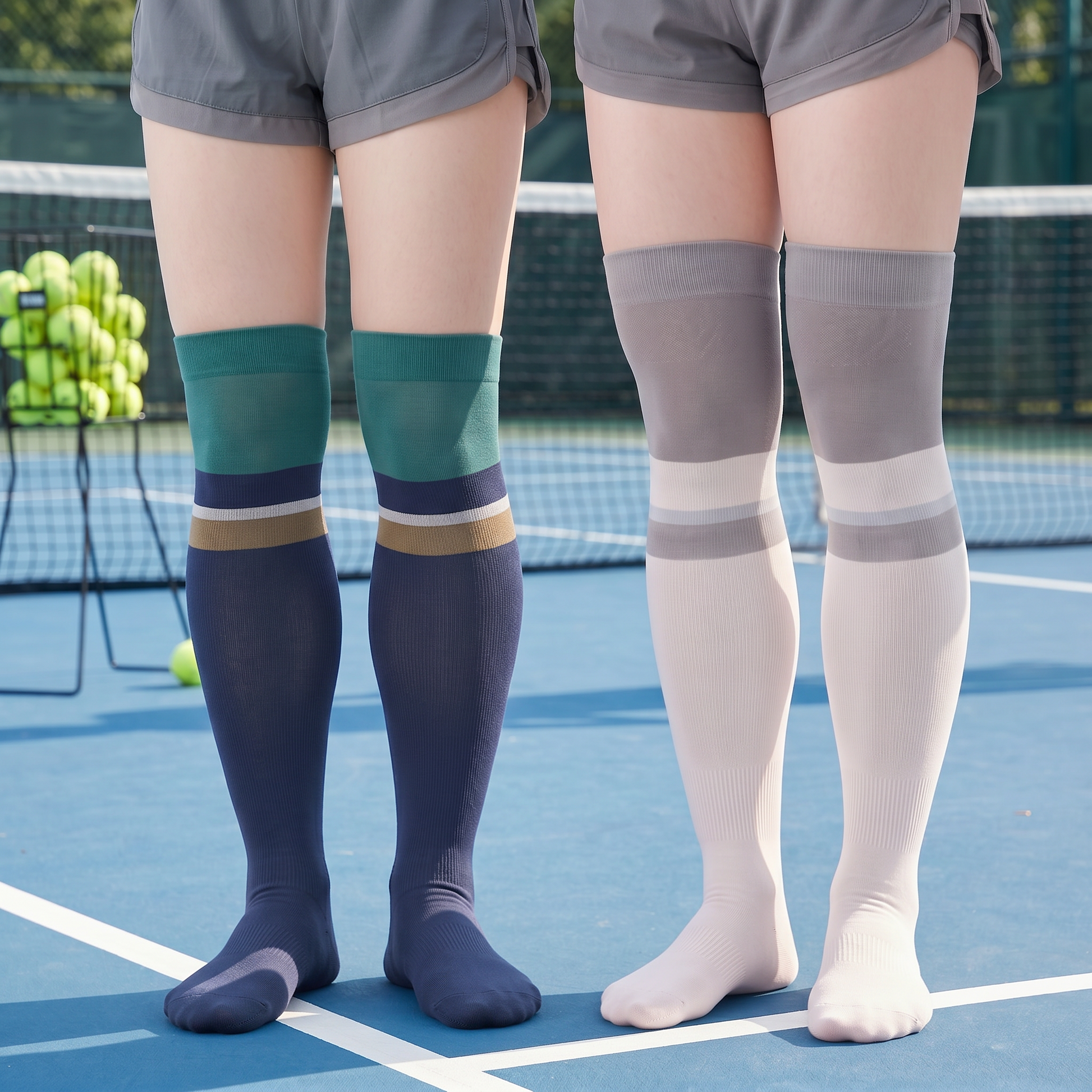 Sportliche Kompressionssocken mit Farbblockmuster (2 Paar) - Blau+Weiß - EU36-40 (US3-7) - image 1