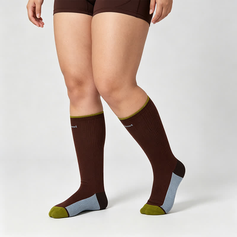 Burgunderrote gerippte Kompressionsstrümpfe (2 Paar) - Braun - EU35-39 (US2-6) - image 3