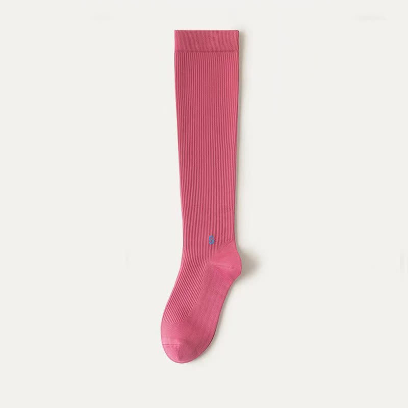 Weiße, gerippte Kompressionsstrümpfe in Übergröße (4 Paar) - Rose - EU36-41 (US3-7,5) - image 9