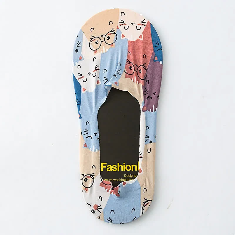 Verspielte, unsichtbare Socken mit Cartoon-Tiermuster (7 Paar) - K - EU39-44 (US6-10) - image 3