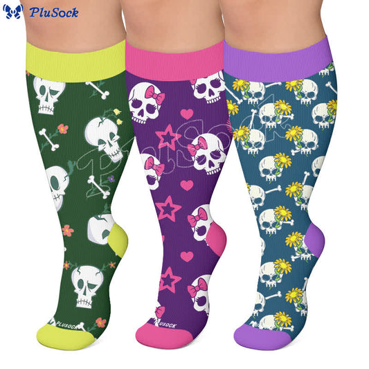 Punk-Totenkopf-Kompressionsstrümpfe in Übergröße - image 0