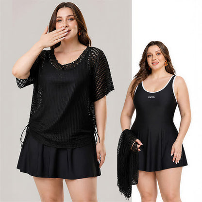 Zweiteiliges Badekleid-Set aus Mesh mit Bauchkontrolle - image 1
