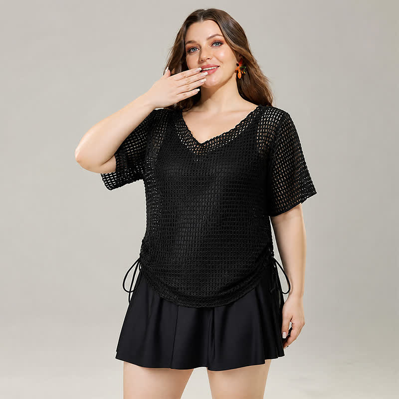 Zweiteiliges Badekleid-Set aus Mesh mit Bauchkontrolle - image 2