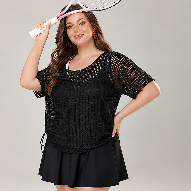 Zweiteiliges Badekleid-Set aus Mesh mit Bauchkontrolle - image 3