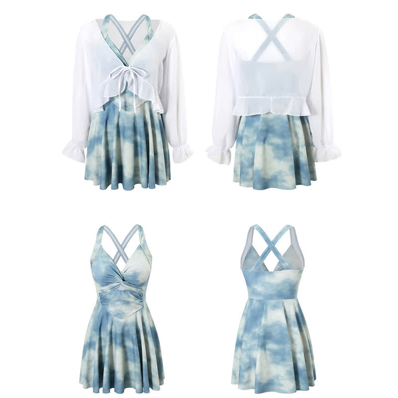 Set aus Strandkleid und Überwurf im Batik-Look - image 10