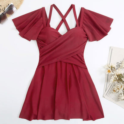 schulterfreies Badekleid mit Rüschenärmeln - image 5