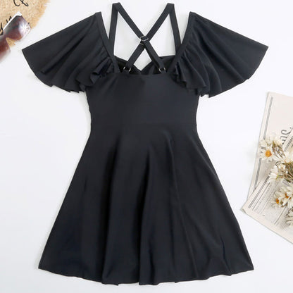 schulterfreies Badekleid mit Rüschenärmeln - image 6